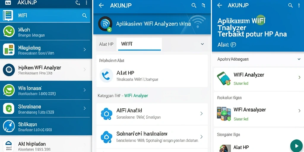 Antarmuka AKUNJP menampilkan analisis jaringan WiFi dengan jelas dan informatif.