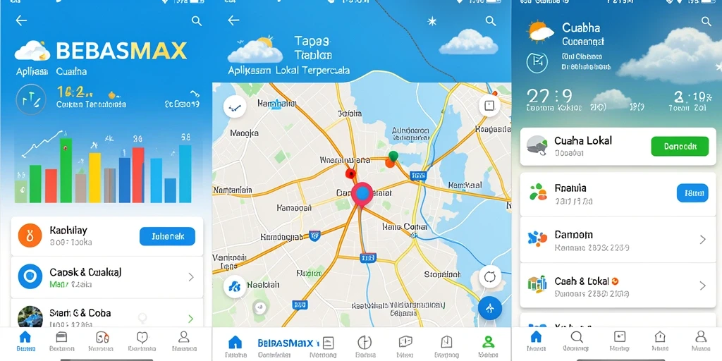 Tampilan antarmuka utama aplikasi Cuaca Lokal BEBASMAX yang informatif.