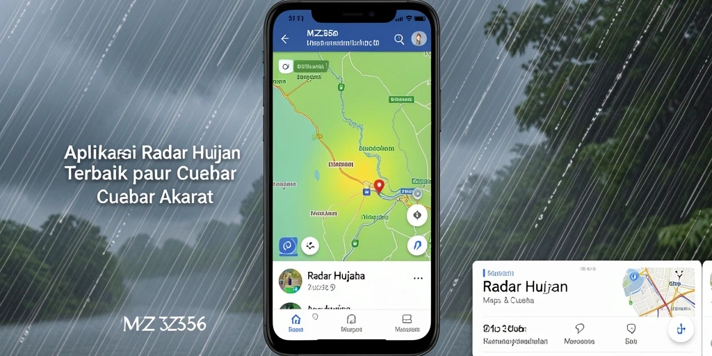 Tampilan antarmuka MZ356 yang menunjukkan peta radar hujan.