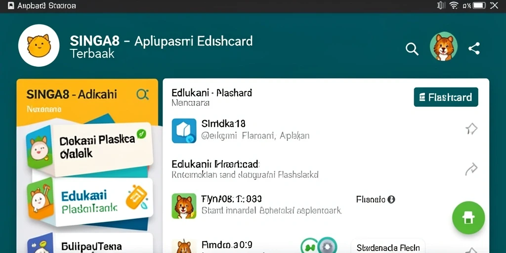 Tampilan antarmuka SINGA8 dengan fitur Flashcard yang menarik.