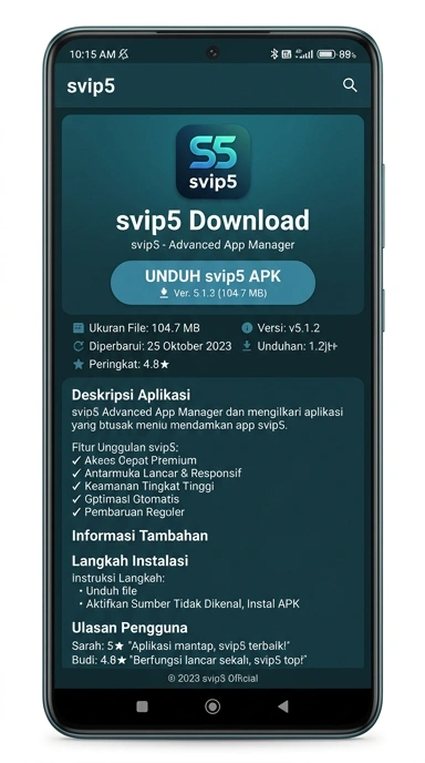 Tampilan halaman APK svip5