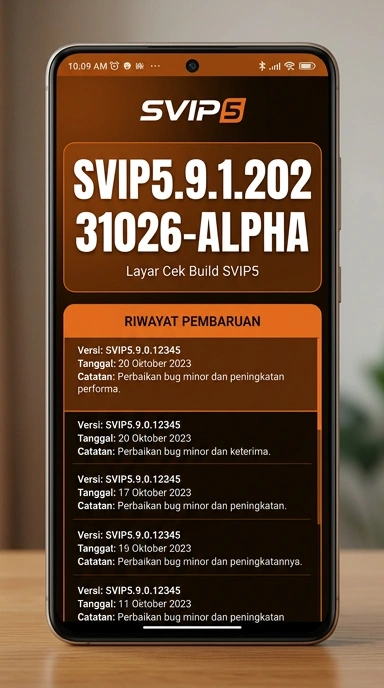 Tampilan riwayat versi svip5